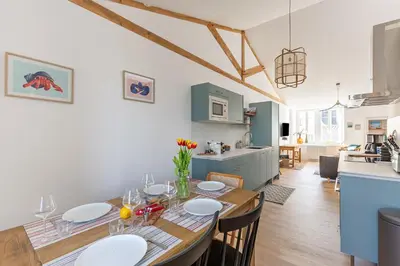 Cuisine ou kitchenette dans l'établissement Sieck - Joli Appartement Vue mer