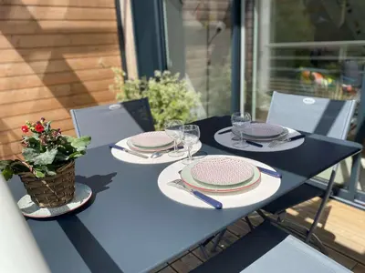Plan de l'établissement Duplex lumineux à Bénodet: plage et thalasso à pied, terrasse, parking et abri vélo inclus - FR-1-481-117