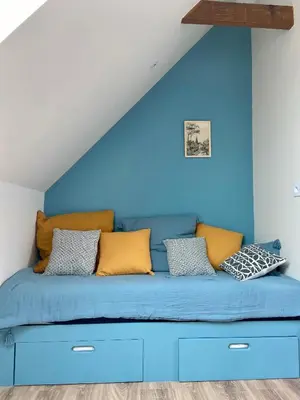 Un ou plusieurs lits dans un hébergement de l'établissement Charmante maison au Port de Sainte Marine