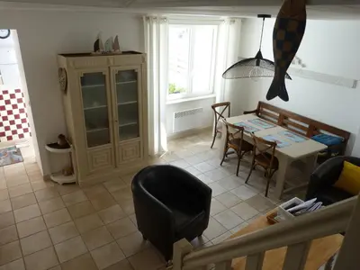 Coin salon dans l'établissement Maison de vacances 3* à 50m de la plage