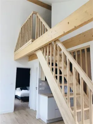 Un ou plusieurs lits dans un hébergement de l'établissement La cabine du bout du monde avec Mezzanine - Ile de Sein - votre maison de vacances de haut standing - PL03