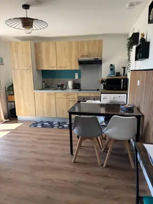 Cuisine ou kitchenette dans l'établissement Logement avec terrasse et parking