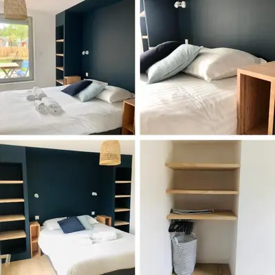 Un ou plusieurs lits dans un hébergement de l'établissement La cabine du bout du monde avec Mezzanine , votre maison de vacances de haut standing