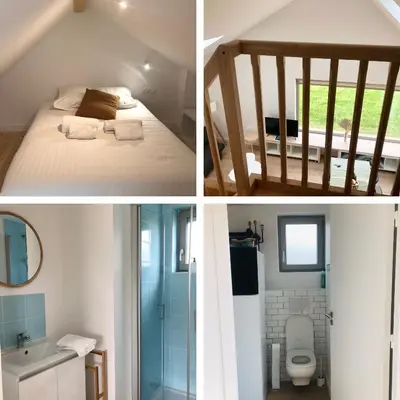 Un ou plusieurs lits dans un hébergement de l'établissement La cabine du bout du monde avec Mezzanine , votre maison de vacances de haut standing