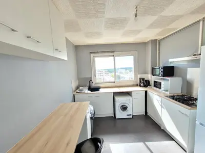 Cuisine ou kitchenette dans l'établissement Appartement T5 proche tramway