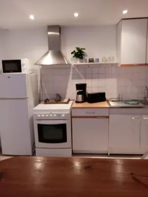 Cuisine ou kitchenette dans l'établissement petite maison chaleureuse