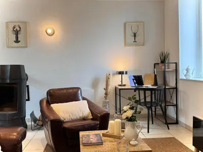 Coin salon dans l'établissement Orloucie - Maison de charme avec jardin clos, Calme, Abers, plages à 10 min