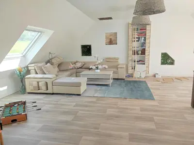 Coin salon dans l'établissement Maison vue mer à Plouguerneau