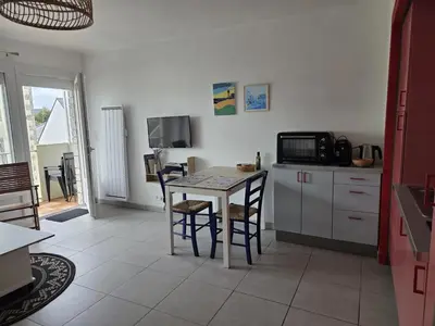 Cuisine ou kitchenette dans l'établissement Studio proche plages