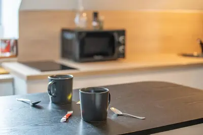 Cuisine ou kitchenette dans l'établissement LE ARA - Gare - centre ville - By Nid'Ouest