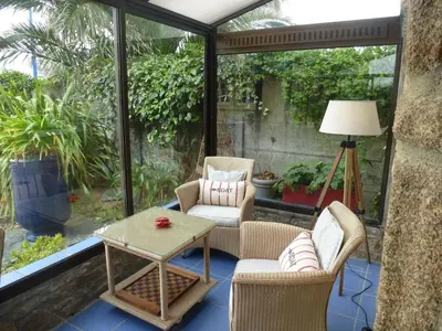 Coin salon dans l'établissement Holiday Home in Terenez by the Lively Port