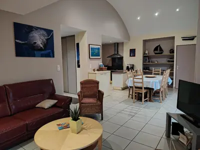 Coin salon dans l'établissement Holiday Home Lochrist Le Conquet