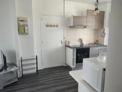 Cuisine ou kitchenette dans l'établissement joli T1 avec parking gratuit