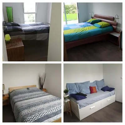Un ou plusieurs lits dans un hébergement de l'établissement TY SAM Belle maison 3 ch proche plages et commerces