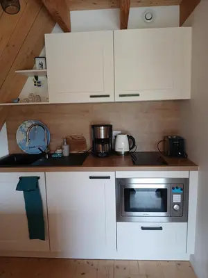 Cuisine ou kitchenette dans l'établissement Au Dolmen de Kerhus 