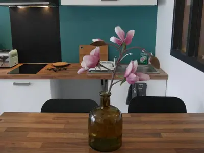 Cuisine ou kitchenette dans l'établissement Joli studio dans le centre ville de Brest