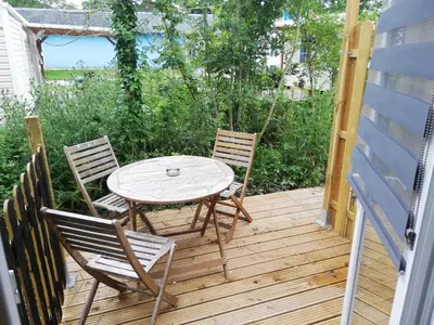 Balcon ou terrasse dans l'établissement Hébergements camping 