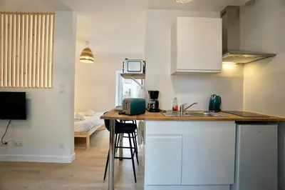 Cuisine ou kitchenette dans l'établissement L'abris côtier