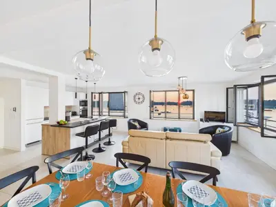 Coin salon dans l'établissement Appartement vue sur la mer à l'Ile Tudy !