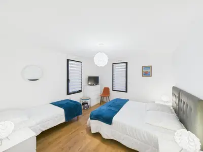 Un ou plusieurs lits dans un hébergement de l'établissement Appartement vue sur la mer à l'Ile Tudy !