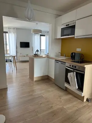 Cuisine ou kitchenette dans l'établissement La cale du bord de mer