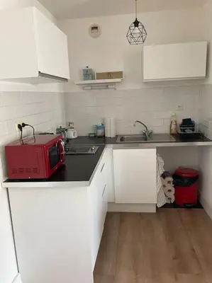 Cuisine ou kitchenette dans l'établissement Appartement 1 chambre proximité Port de commerce et Gare SNCF