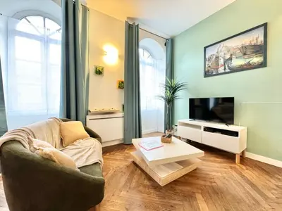 Télévision ou salle de divertissement dans l'établissement LE NOIR BOIS ET BLANC - Studio - Wifi - Centre Ville - Entrée Autonome
