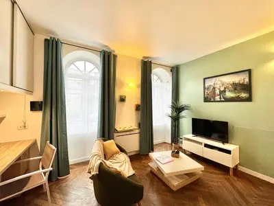 Télévision ou salle de divertissement dans l'établissement LE NOIR BOIS ET BLANC - Studio - Wifi - Centre Ville - Entrée Autonome