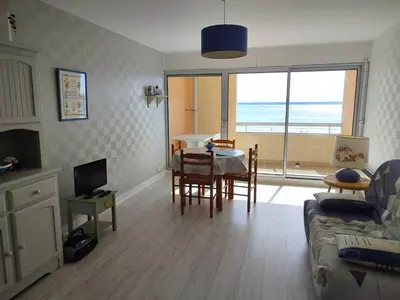Télévision ou salle de divertissement dans l'établissement Appartement SUPERBE VUE MER, face à la plage de Tresmeur à TREBEURDEN - Réf 660