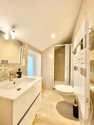 Salle de bains dans l'établissement LE SALLÉ - Confort - Wifi - Centre Historique - Entrée Autonome