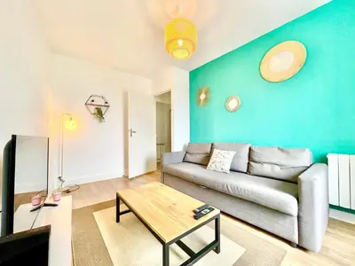 Coin salon dans l'établissement Brest - Le Gestin - Appartements - Lumineux - Tout Confort - Fibre Internet