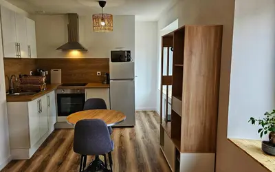 Cuisine ou kitchenette dans l'établissement Logements neufs à Bannalec Centre