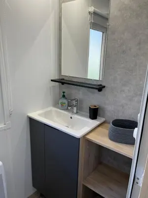 Salle de bains dans l'établissement Mobilhome bora bora