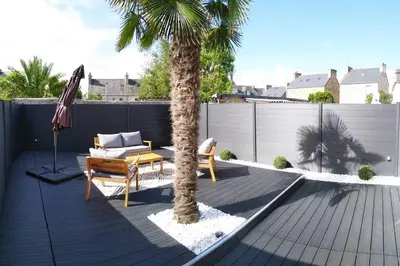 Balcon ou terrasse dans l'établissement Charmante maison proche de la mer