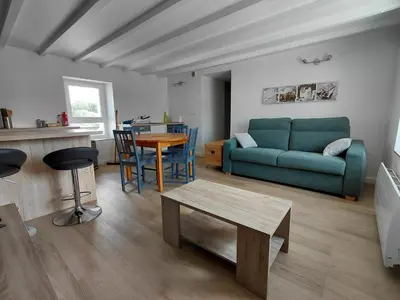 Coin salon dans l'établissement Charmant petit T2 à proximité de Quimper