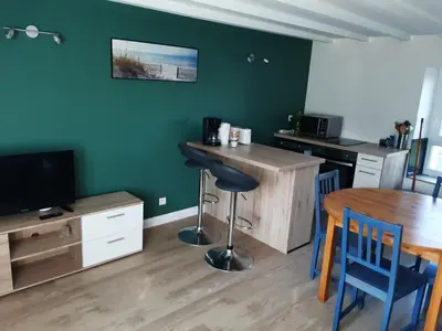 Cuisine ou kitchenette dans l'établissement Charmant petit T2 à proximité de Quimper