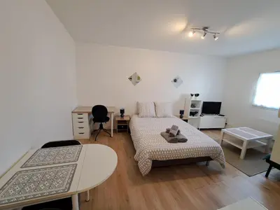 Un ou plusieurs lits dans un hébergement de l'établissement Studio cosy en hypercentre